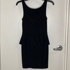 Black Bebe peplum dress LBD